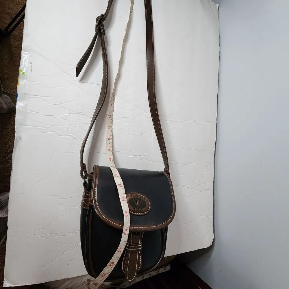 Express RTD shoulder vintage leather handbag two tone black/brown